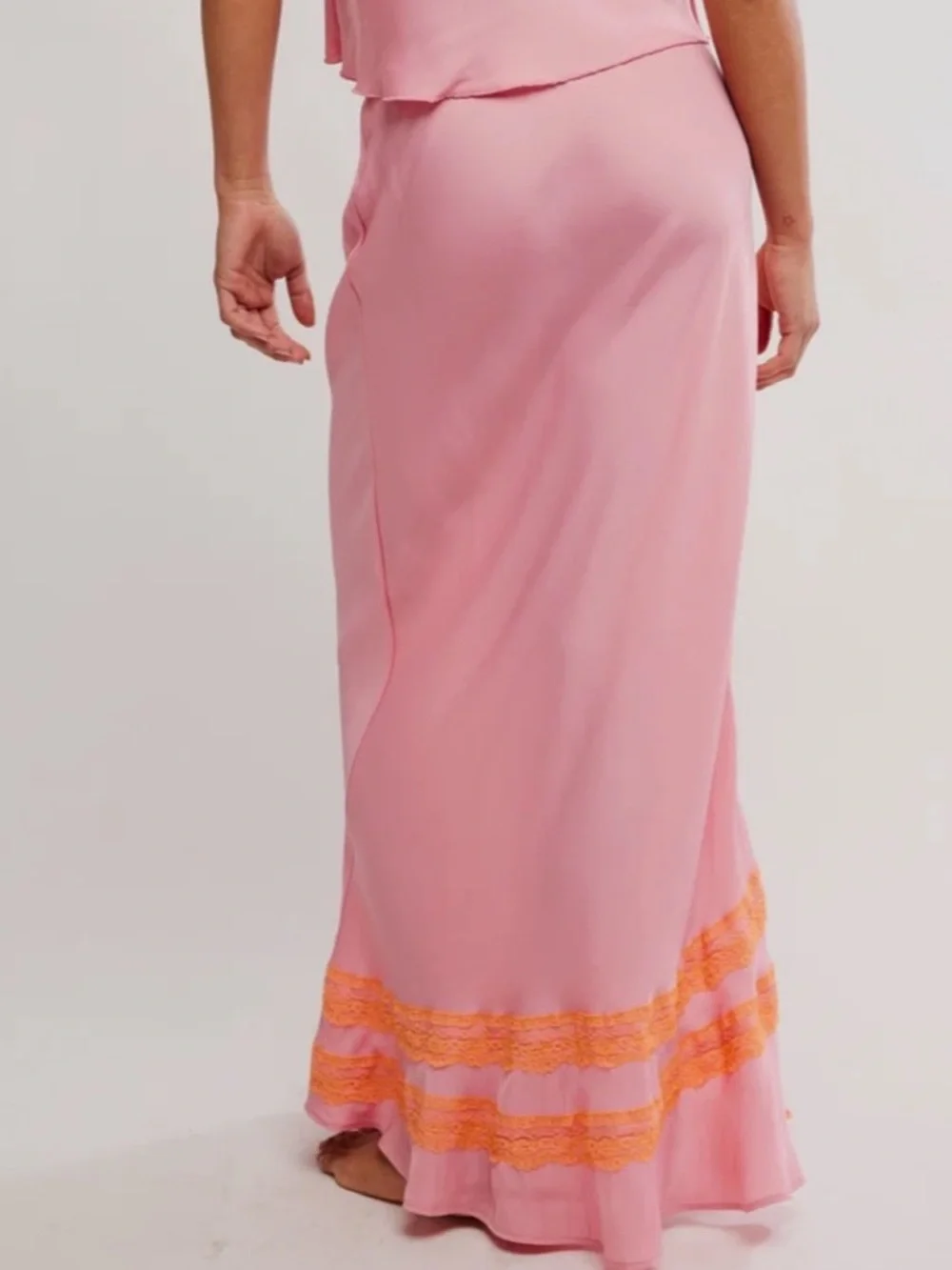 🆕 Intimately Maxi Skirt Lace Set Lingerie Slip Camisole neon WISH YOU WERE HERE